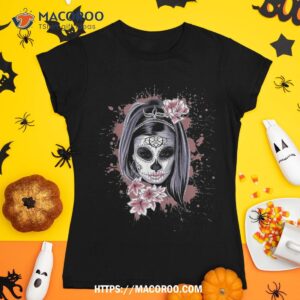 la calavera catrina halloween candy sugar skull girl shirt halloween skull tshirt 1