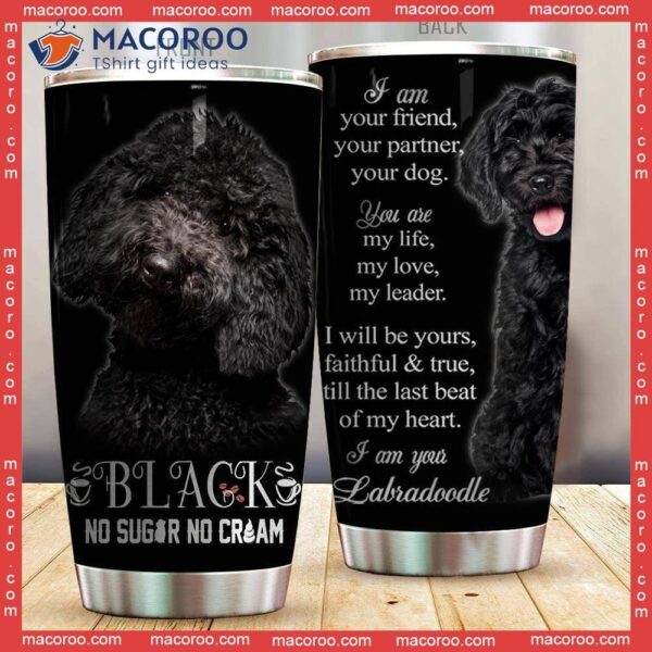 Labradoodle Black No Sugar Stainless Steel Tumbler