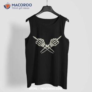 lazybones halloween skull skeleton hand middle finger shirt skull pumpkin tank top