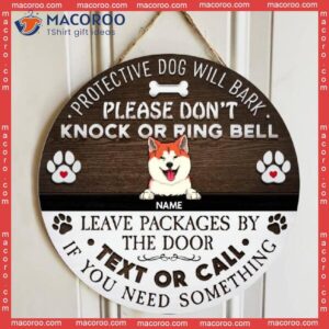 Leave Packages By The Door Text Or Call If You Need Something, Rustic Wooden Wreath, Personalized Dog Breeds Signs