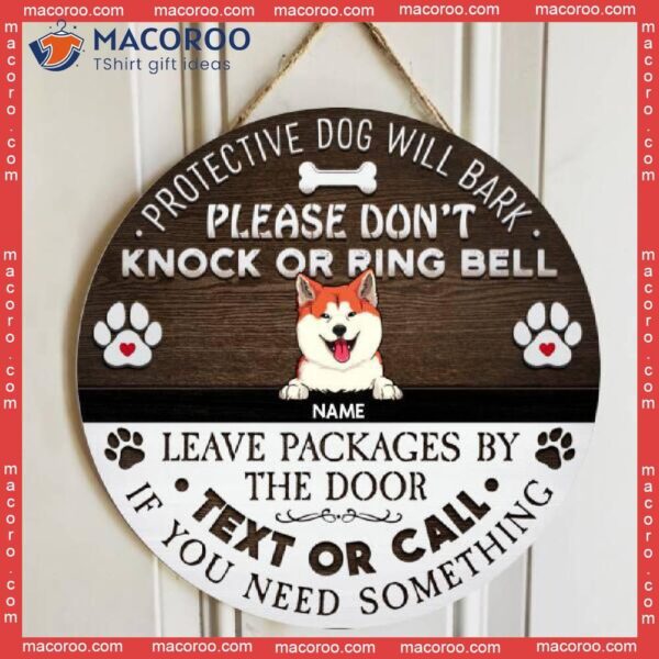 Leave Packages By The Door Text Or Call If You Need Something, Rustic Wooden Wreath, Personalized Dog Breeds Signs