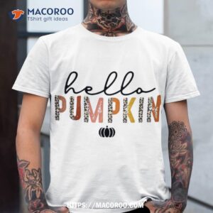 leopard boho hello pumpkin cute fall autumn season halloween shirt tshirt