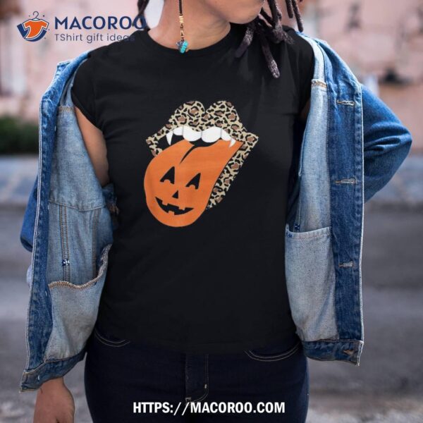 Leopard Lips Halloween Vampire Mouth Pumpkin Tongue Shirt