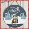 Let It Snow, Bluetone, Personalized Cat Christmas Wooden Signs