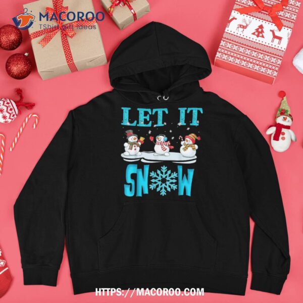 Let It Snow Merry Christmas Merch Shirt, Snowman T Shirt