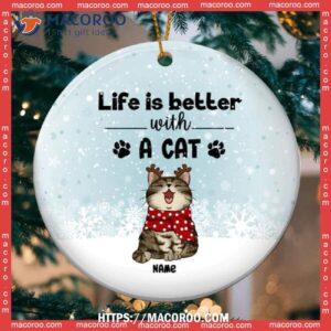 Life Is Better With Cats Circle Ceramic Ornament, Cat Lawn Ornaments