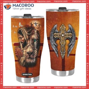 lion cross jesus stainless steel tumbler 2