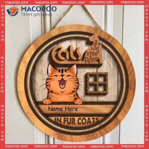 Little People In Fur Coats, Personalized Cat Wooden Signs