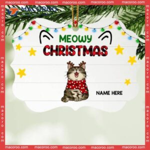 Little Stars Shaped Wooden Ornament, Personalized Christmas Cat Breeds Ornament,meowy