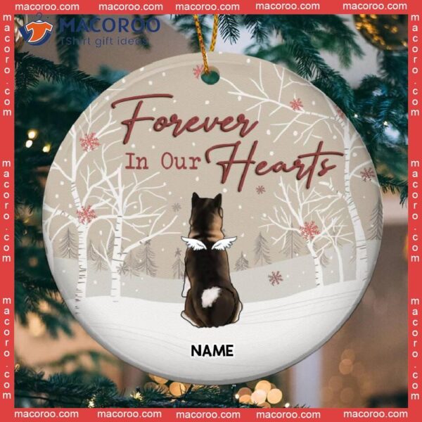 Loss Of Dog Gift,forever In Our Hearts, Memorial Ornament, Personalized Breeds Ornament