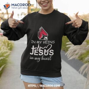 louisville cardinals logo 2023 in my veins jesus in my hearshirt sweatshirt 1