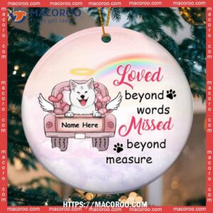 Loved Beyond Words Missed Measure, Dog On The Lovely Car With Hearts, Personalized Christmas Ornament, Dogs First Christmas Ornament