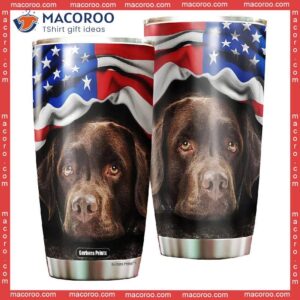 Lovely Chocolate Labrador Retriever American Flag Stainless Steel Tumbler