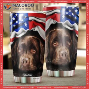 Lovely Chocolate Labrador Retriever American Flag Stainless Steel Tumbler