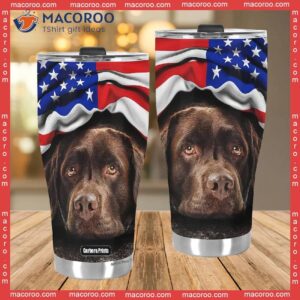 lovely chocolate labrador retriever american flag stainless steel tumbler 2