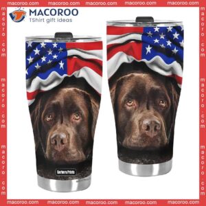 lovely chocolate labrador retriever american flag stainless steel tumbler 3