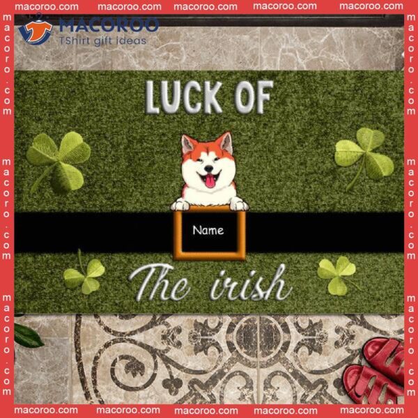 Luck Of The Irish Holiday Doormat,st. Patrick’s Day Personalized Doormat, Gifts For Dog Lovers
