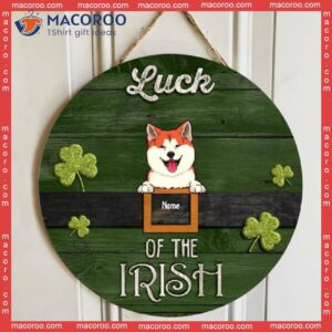 Luck Of The Irish, Shamrock Door Hanger, Personalized Dog Breeds Wooden Signs, St. Patrick Day Decor, Lovers Gifts