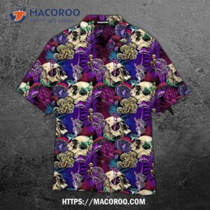 Magic Mushroom Skull Hippie Purple Hawaiian Shirts