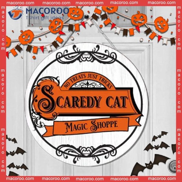 Magic Shopee Sign, Round Wooden Sign,scary Cat Door Halloween Sign Decor, Decor