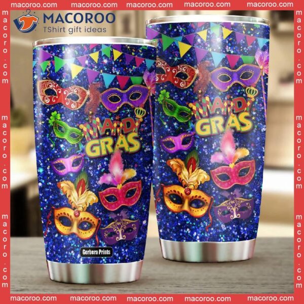 Mardi Gras Im Just Here For The Beads Stainless Steel Tumbler
