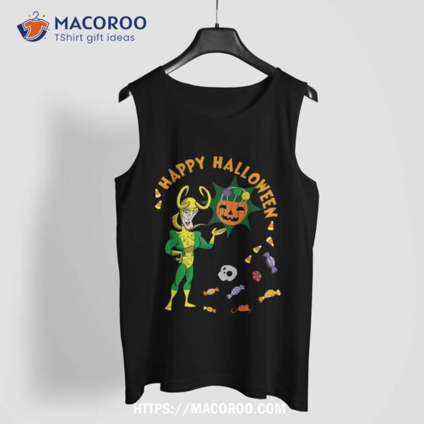 Marvel Studios Loki Happy Halloween Skull & Candy Shirt, Skull Pumpkin