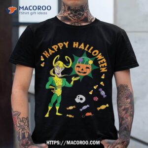 Marvel Studios Loki Happy Halloween Skull & Candy Shirt, Skull Pumpkin