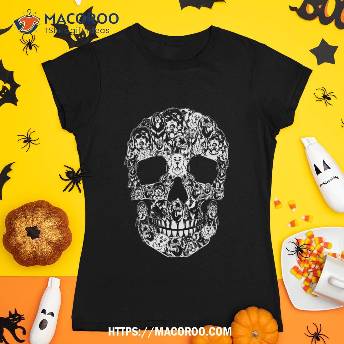 Matching Family Newfoundland Dog Skull Costume Halloween Shirt Spooky Scary Skeletons Tshirt 1