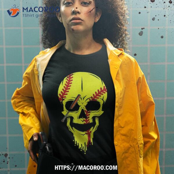 Matching Family Softball Skull Costume Halloween Funny 2021 Shirt, Skeleton Head