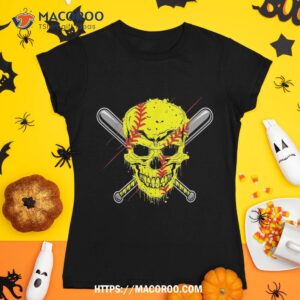 Matching Family Softball Skull Costume Halloween Funny Shirt, Scary Skull