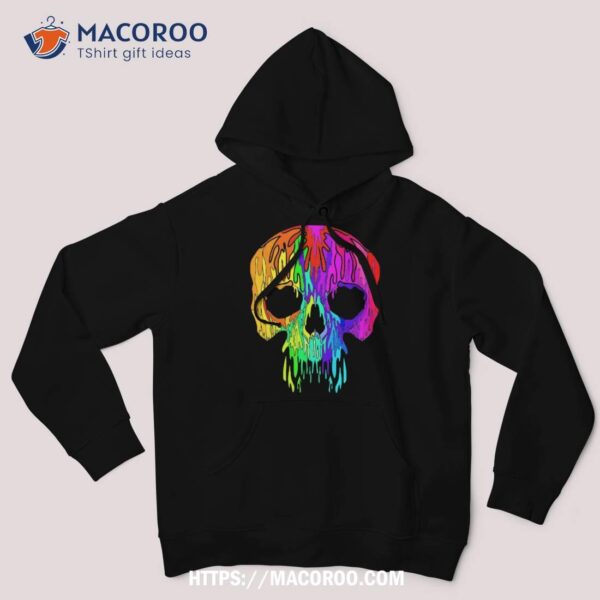 Melting Skull Graphic Colored Art Rainbow Skeleton Horror Shirt, Skeleton Masks