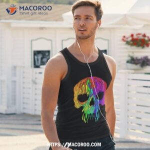 melting skull graphic colored art rainbow skeleton horror shirt skeleton masks tank top