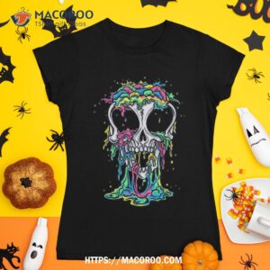 melting skull halloween colorful paint drip graphic shirt sugar skull pumpkin tshirt 1