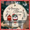 Meowy Catmas, Christmas Bauble, Circle Ceramic Ornament, Grey Cat Ornaments