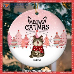 Meowy Catmas, Pine Forest Circle Ceramic Ornament, Cat Tree Ornaments