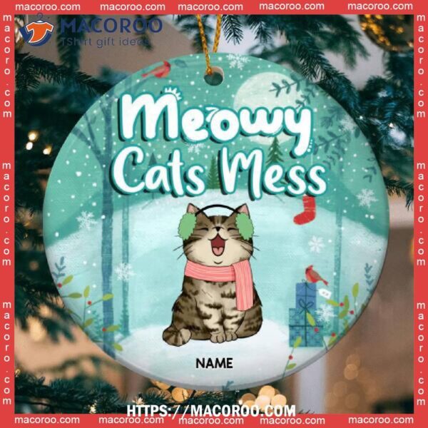 Meowy Cats Mess, Personalized Cat Breeds Ornament, Ceramic Christmas Ornament, Kitten Ornaments