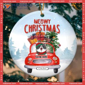 Meowy Christmas, Christmas Truck Bauble, Personalized Cat Breeds Ornament, Xmas Gifts For Lovers