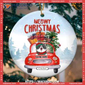 Meowy Christmas, Christmas Truck Bauble, Xmas Gifts For Lovers, Cat Tree Ornaments