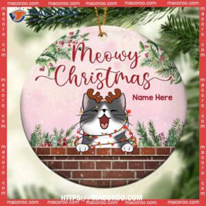 Meowy Christmas, Grey Cat Ornaments