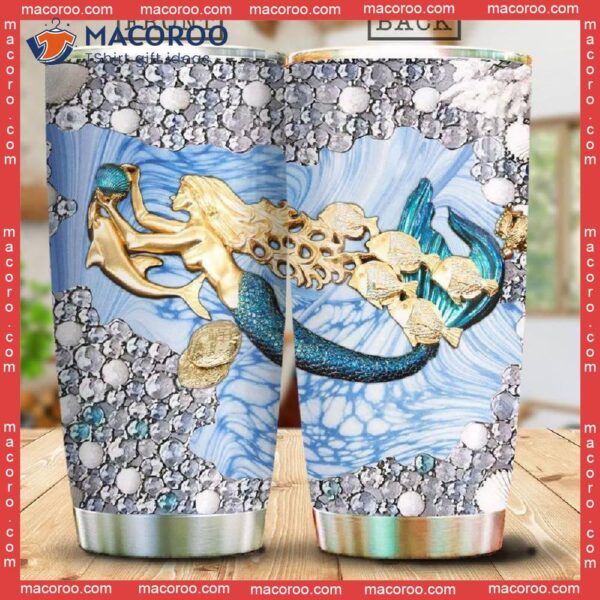 Mermaid Gold Style Stainless Steel Tumbler