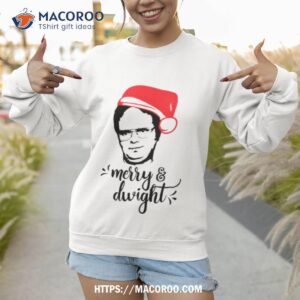 merry amp dwight the office christmas dwight schrute santa hashirt sweatshirt 1