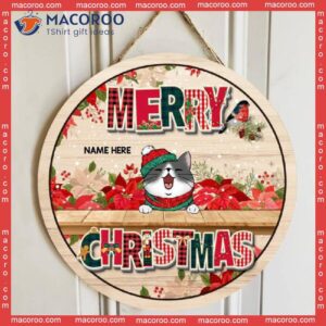 Merry Christmas Colorful Letters Home Sweet Signs ,christmas Cat Welcome Door Sign, Gift For Lovers, Mom Gifts