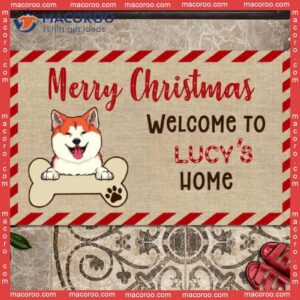 Merry Christmas Dog & Bone Front Door Mat, Gifts For Lovers,christmas Welcome To My Home Personalized Doormat