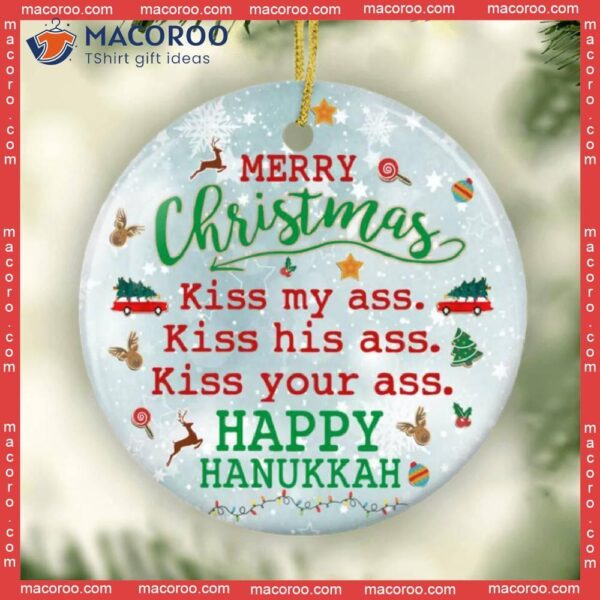 Merry Christmas Kiss My Ass His Your Happy Hanukkah, Gift,funny Ornament, National Lampoon’s Vacation