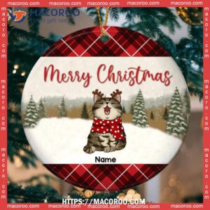Merry Christmas, Personalized Cat Breeds Circle Ceramic Ornament, Kitten Ornaments