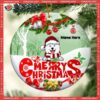 Merry Christmas Red & Green Circle Ceramic Ornament, Personalized Dog Lovers Decorative Ornament