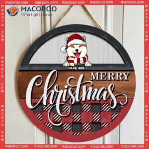 Merry Christmas Red Plaid Welcome Door Signs , Gifts For Dog Lovers,christmas Decorations, Mom