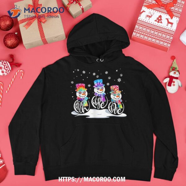 Merry Christmas Snow Faith Hope Love Apparel Shirt, Snowman Shirt