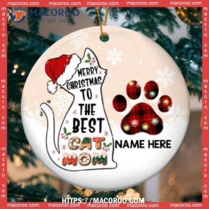 Merry Christmas To The Best Cat Mom Circle Ceramic Ornament, Cat Tree Ornaments