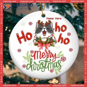 Merry Christmas, White Background,ho Ho Ho, Personalized Cat Christmas Ornament
